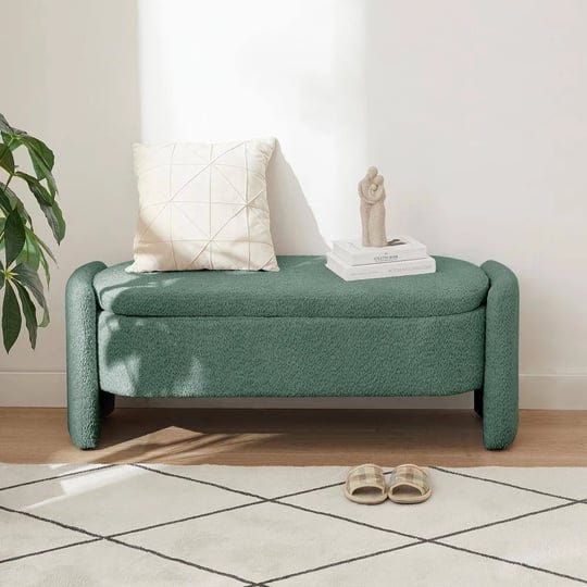 dark-green-47-in-3d-lamb-fleece-fabric-bedroom-bench-upholstered-ottoman-with-large-storage-space-fo-1