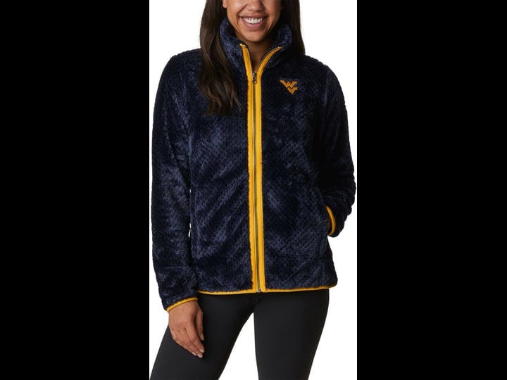 columbia-womens-west-virginia-mountaineers-blue-fire-side-sherpa-full-zip-jacket-small-1