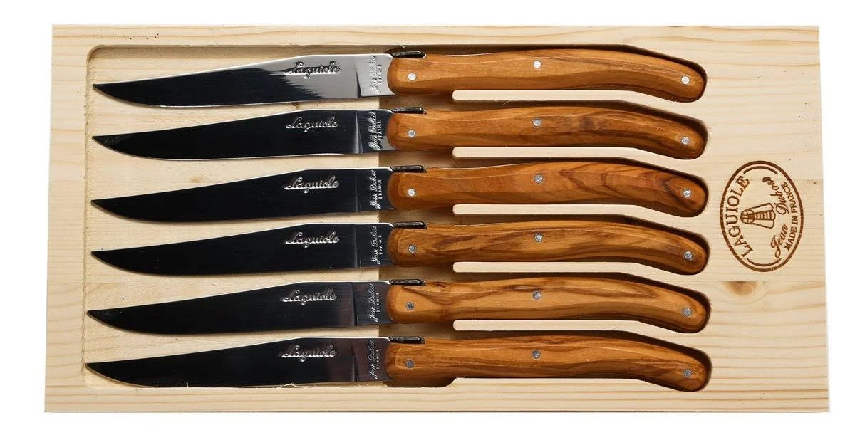 Rustic Range Olive Wood Handled Steak Knives (Set of 6) - Made in France | Image