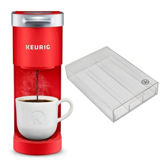 keurig-k-mini-single-serve-coffee-maker-poppy-red-and-coffee-pod-organizer-1