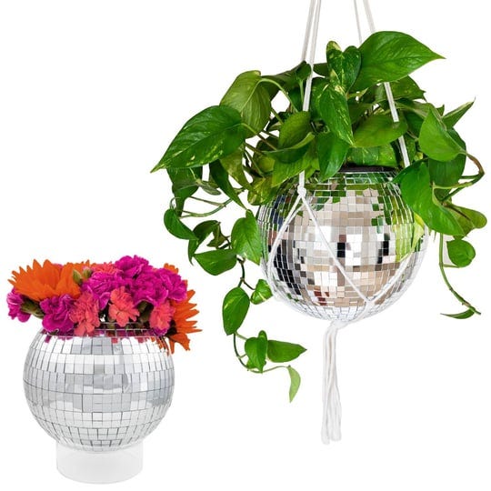 10-hanging-disco-ball-planter-havenstone-home-with-macrame-plant-hanger-for-1