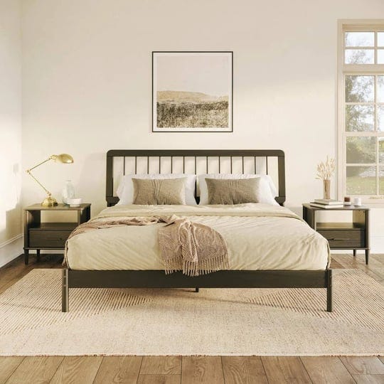 mid-century-modern-black-solid-wood-frame-king-platform-bed-1