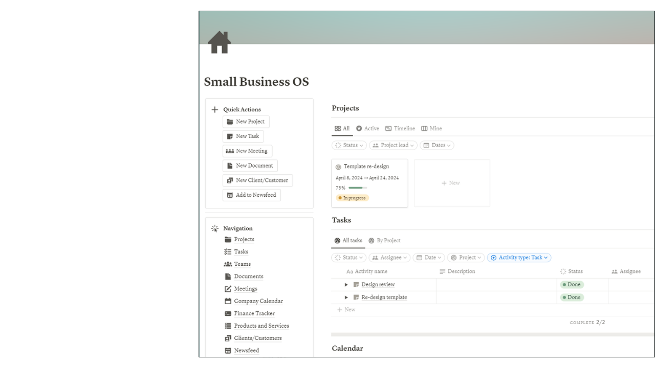 Small Business OS by MyHueDesigns  | Elcovia Marketplace | Notion Templates | Notion Creators