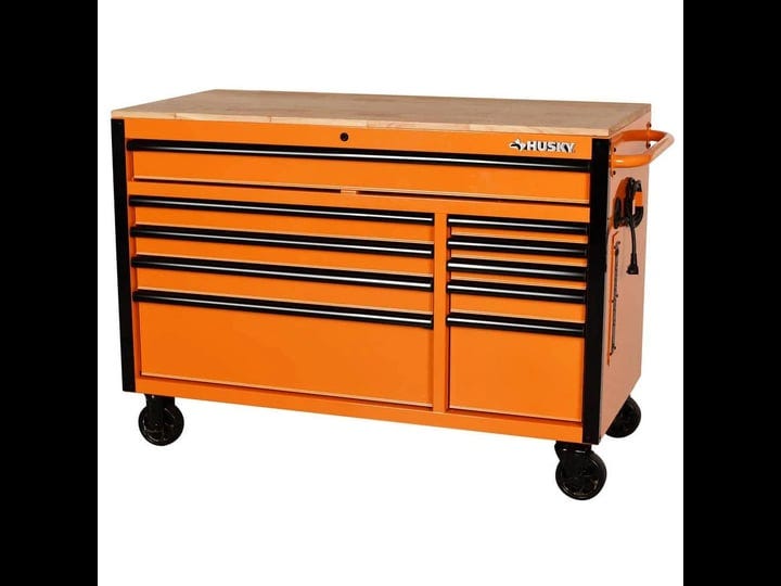 husky-52-in-w-x-24-5-in-d-standard-duty-10-drawer-mobile-workbench-tool-chest-with-solid-wood-work-t-1