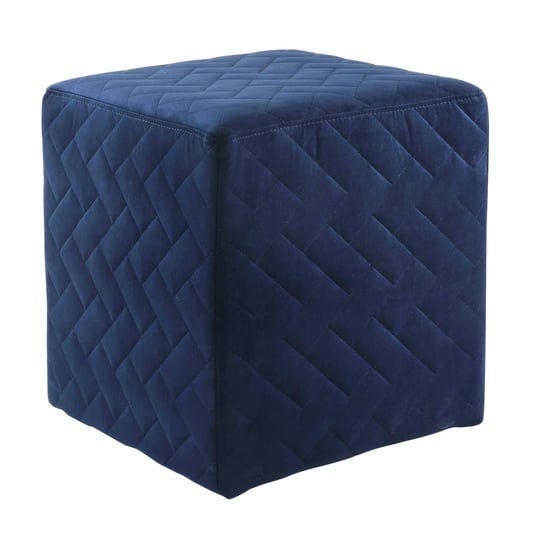 homeroots-17-navy-blue-velvet-quilted-cube-ottoman-1