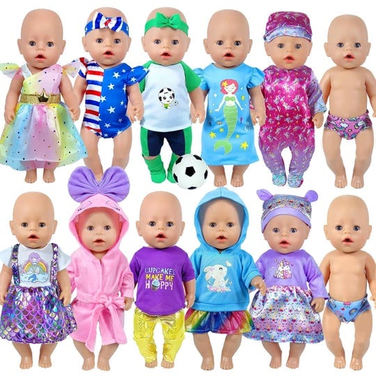 wondoll-10-sets-14-16-inch-baby-doll-clothes-outfits-dress-headbands-accessories-compatible-with-43c-1