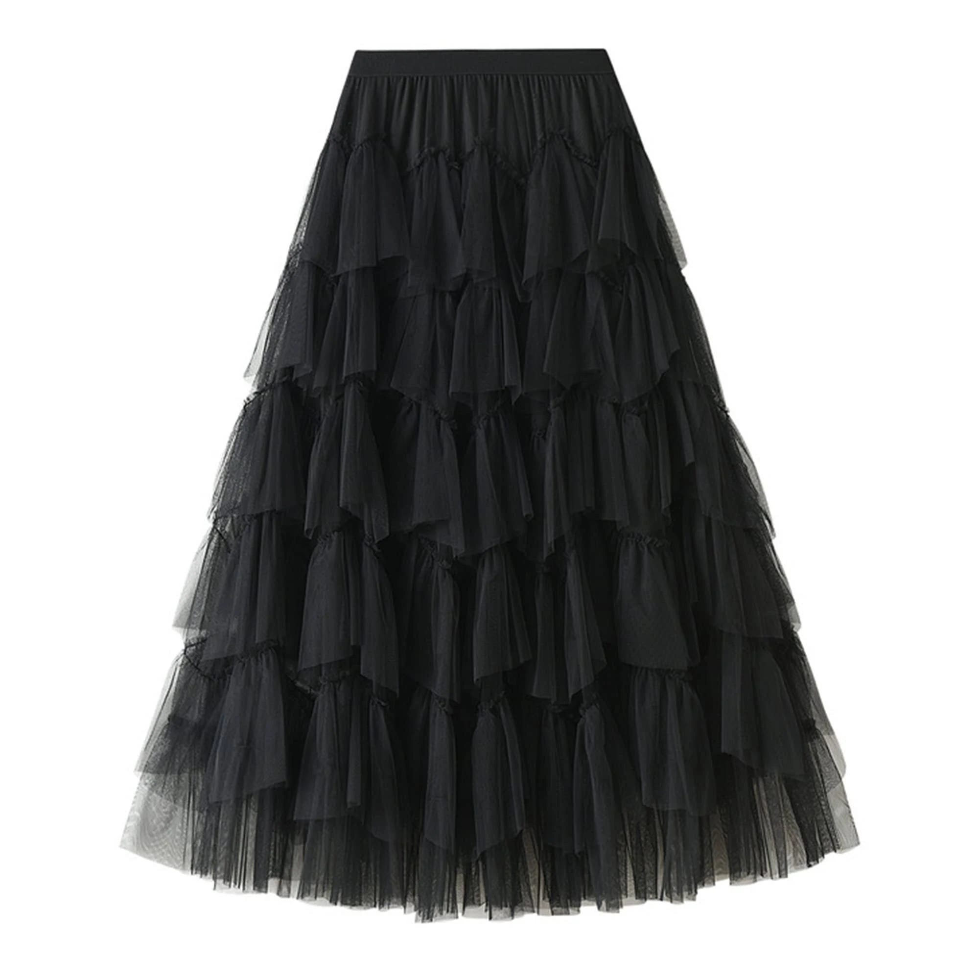 Black Tulle A-Line Fairy Elastic Waist Skirt | Image