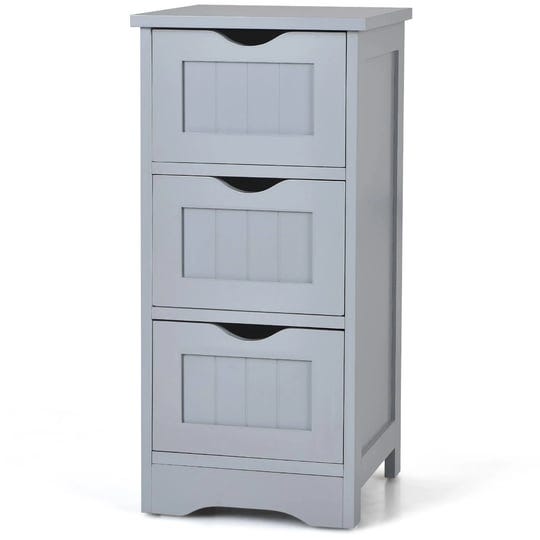tangkula-3-drawer-bathroom-floor-cabinet-freestanding-side-storage-organizer-w-cut-out-handle-gray-1
