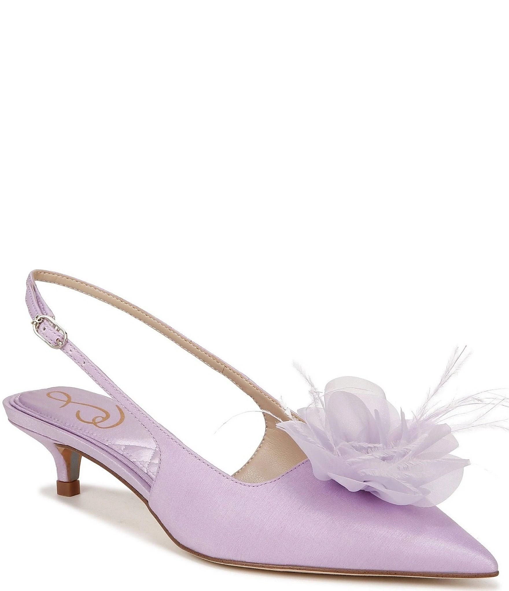 Orchid Blossom Kitten Heel Slingback Shoes | Image