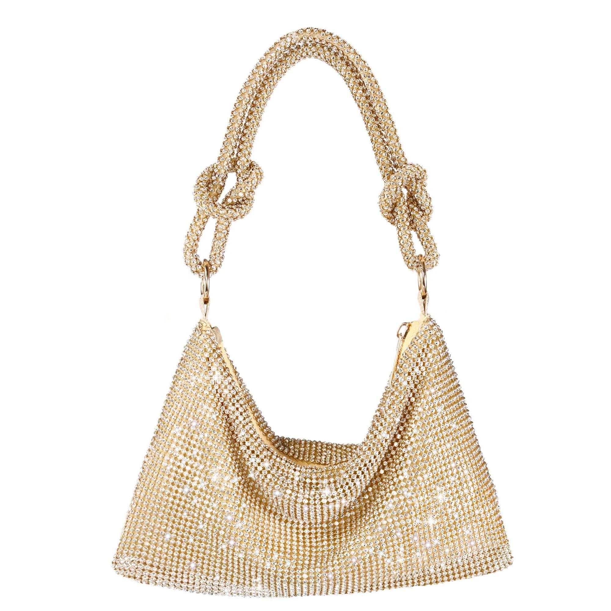 Sleek Rhinestone Gold Clutch Purses for Women - Versatile & Fashionable Evening Accessory | Image
