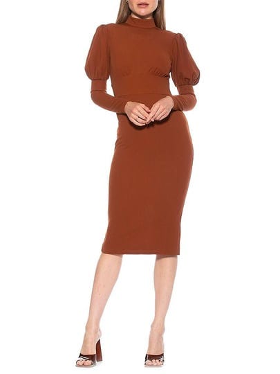 alexia-admor-womens-divya-puff-sleeve-midi-sheath-dress-brown-size-xs-1