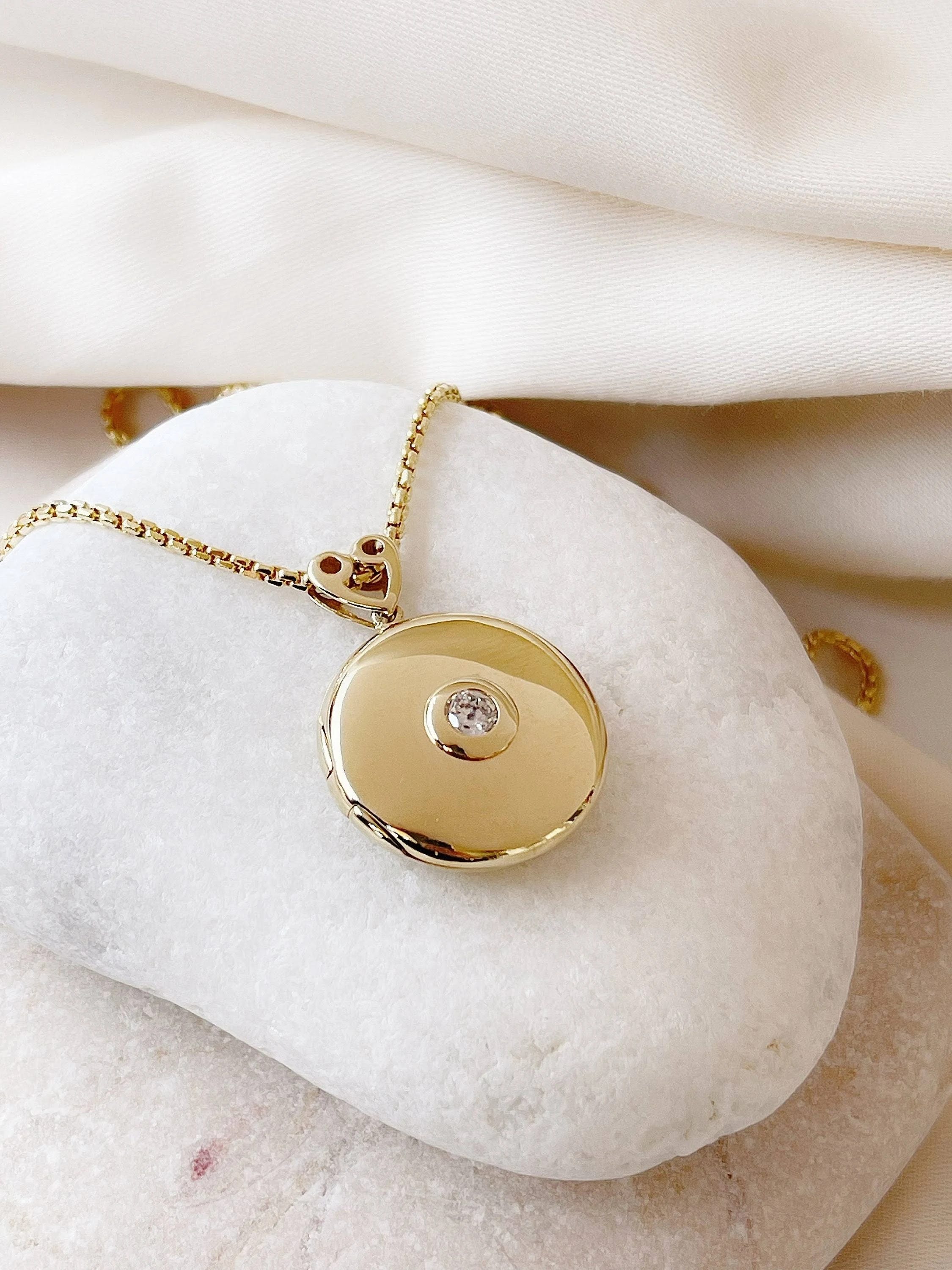 14K Solid Gold Custom Locket Necklace | Image