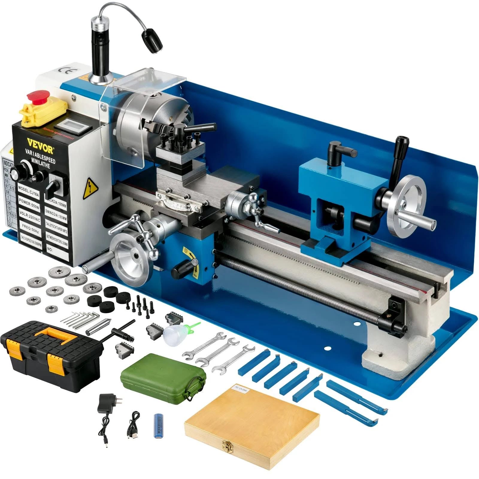 Mini Metal Lathe with 4-Jaw Chuck and Adjustable Speed | Image