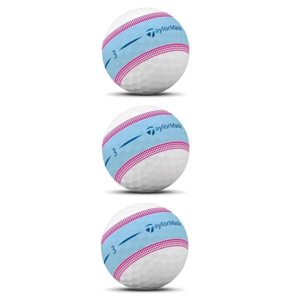 New TaylorMade Tour Response Stripe Golf Balls - Blue/Pink | Image