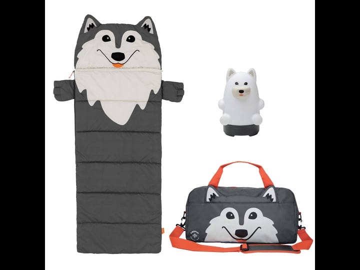 firefly-outdoor-gear-aspen-the-wolf-kids-3-piece-camping-combo-set-duffel-bag-sleeping-bag-lantern-1