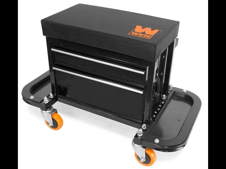 wen-gg1400-400-pound-capacity-garage-glider-rolling-tool-chest-seat-with-storage-pouch-1