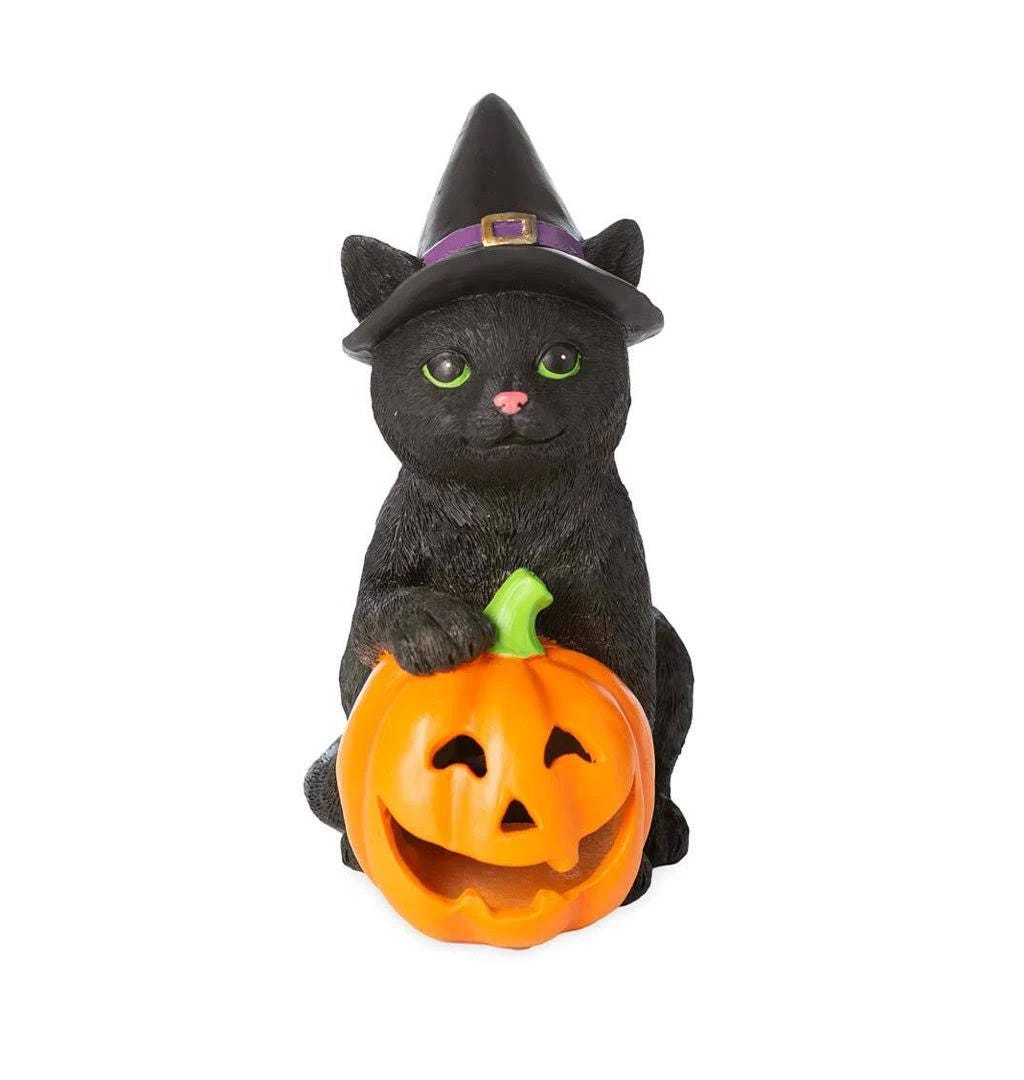 Whimsical Black Cat Pumpkin Wind & Weather Decoration | Image