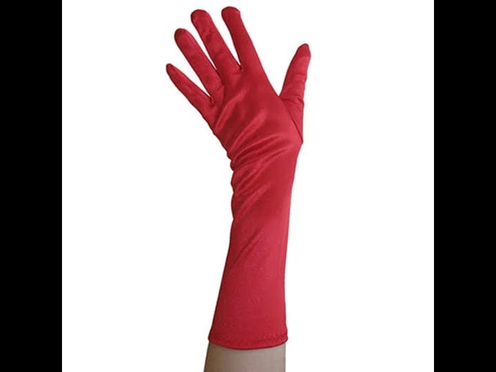 seasonstrading-red-satin-gloves-elbow-length-wedding-prom-party-adult-unisex-size-one-size-1