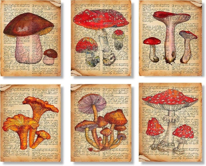 vintage-mushroom-botanical-wall-art-prints-posters-for-room-aesthetickitchenofficeclassroombedroomdi-1