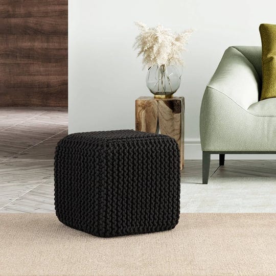 albanyliving-square-knitted-pouf-made-with-soft-cotton-black-1