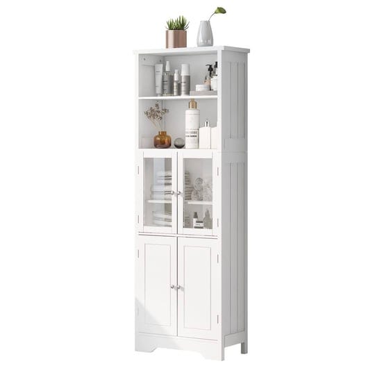 merax-white-storage-cabinet-with-glass-doors-open-bookcase-pantry-cupboard-freestanding-organizer-di-1