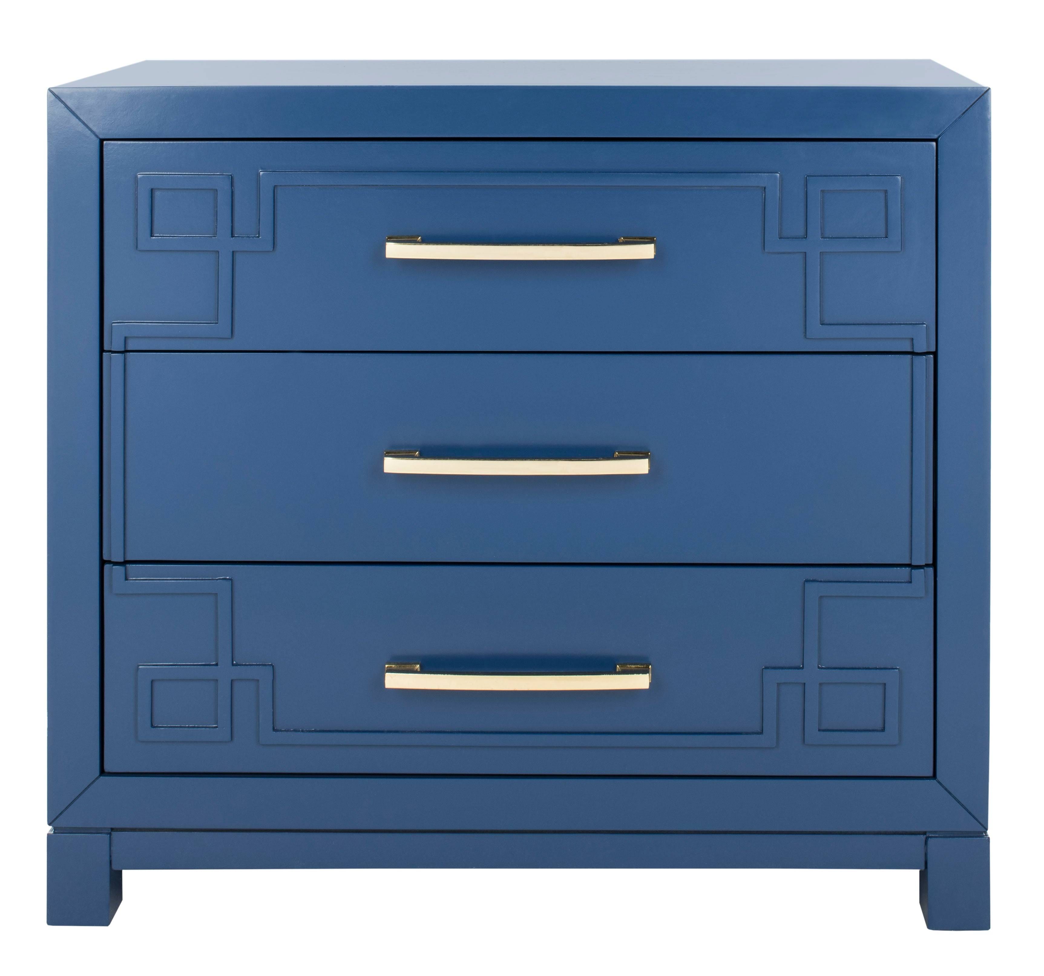 Safavieh 3 Drawer Dresser Chest in Blue and Gold | Image
