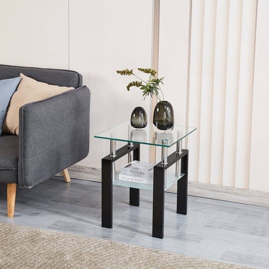 tempered-cleear-glass-end-table-with-2-layers-storage-clearblack-1