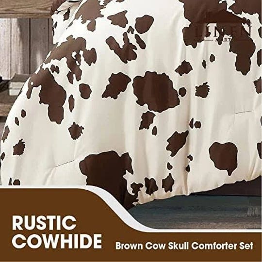 linen-mart-rustic-cowhide-brown-cow-skull-comforter-set-6-piece-set-king-1