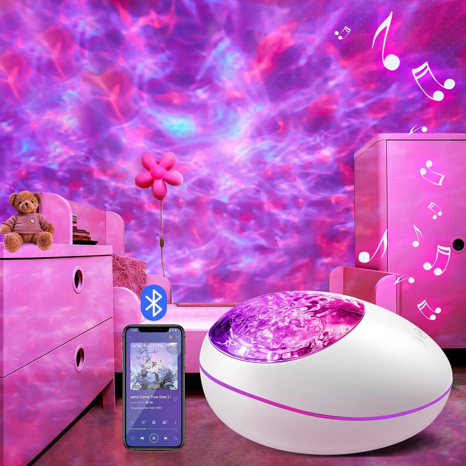 Mubarek Galaxy Projector: Colorful Starry Night Light with Bluetooth Speaker and Remote Control | Image