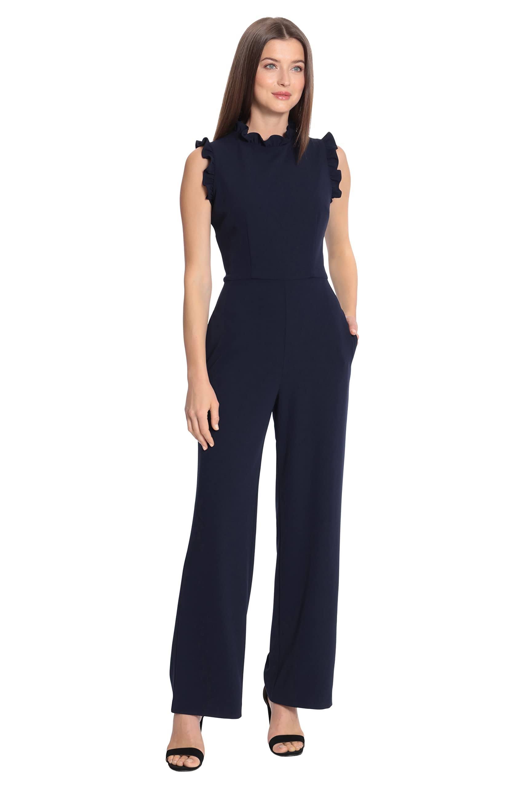 Elegant High Neck Ruffle Detail Jumpsuit for Work and Events | Image