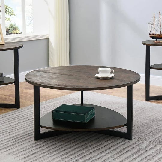 round-coffee-table-2-tier-modern-industrail-center-table-brushed-brown-1