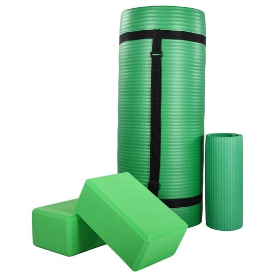 balancefrom-fitness-71x24-anti-tear-yoga-mat-w-strap-knee-pad-blocks-green-1