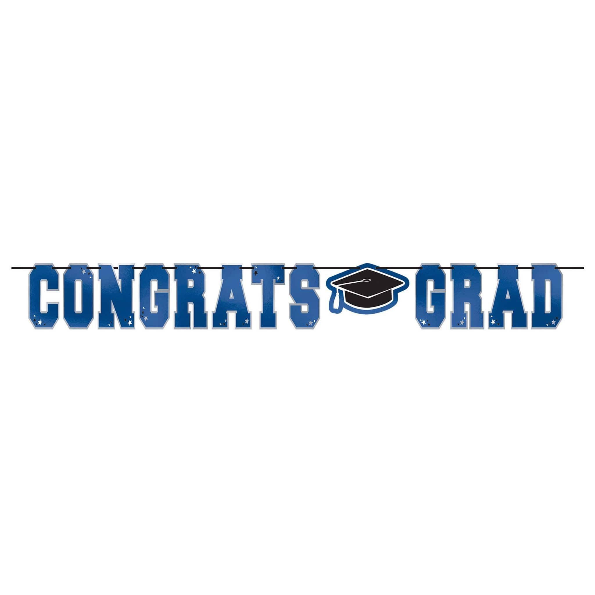 Celebrate Graduation with Elegant Blue Foil Letter Banner | Image