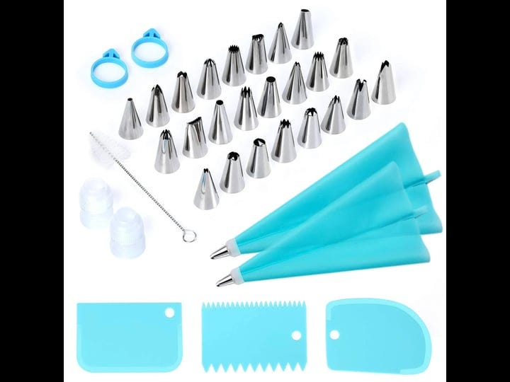 34pcs-piping-bags-and-tips-set-bake-cake-decorating-kit-with-24-stainless-steel-tips-2-reusable-sili-1