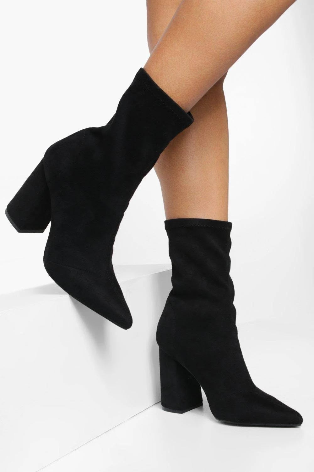 Black Sock Boots Low Heel | Image