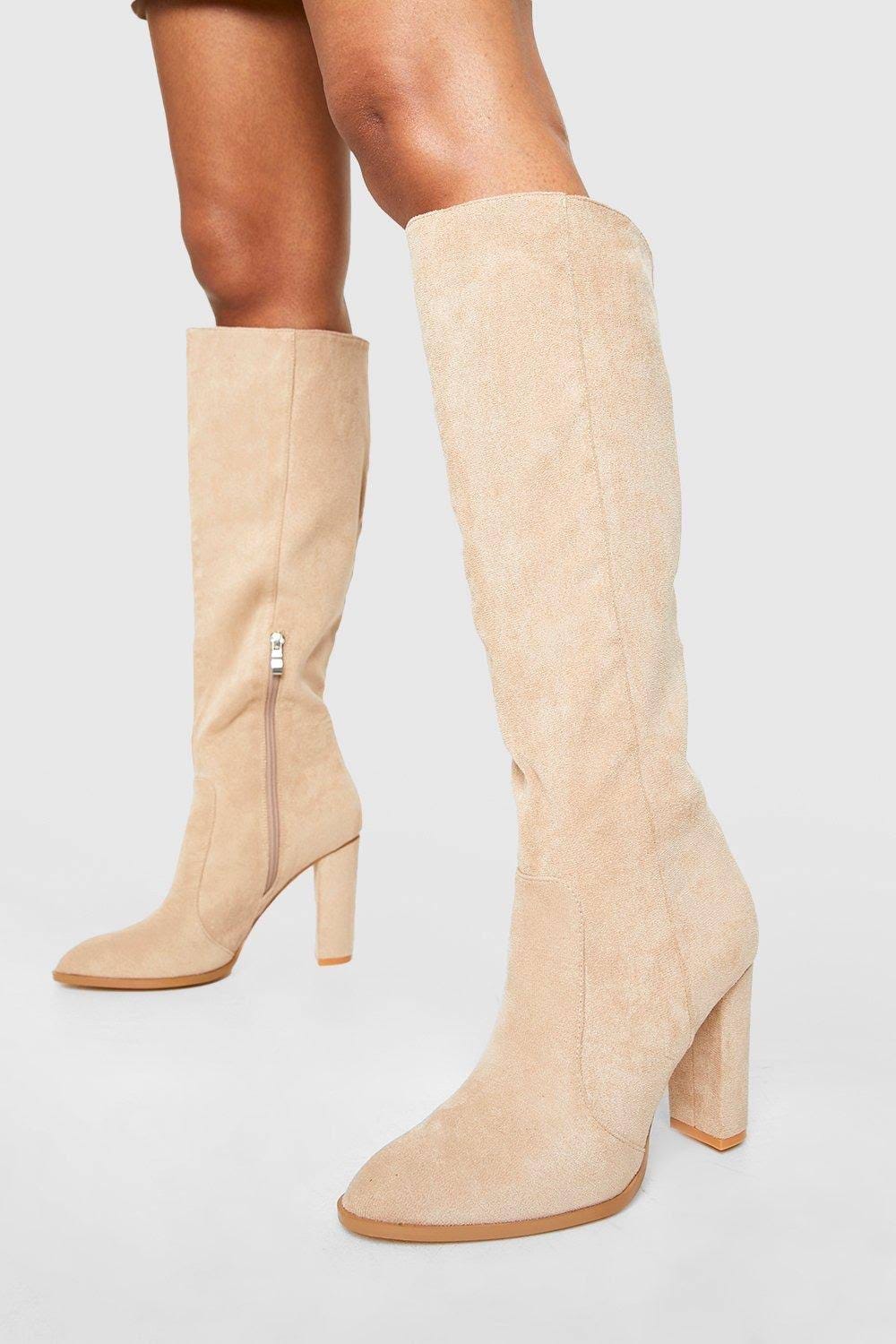 Comfortable Bone Color Knee High Boots | Image