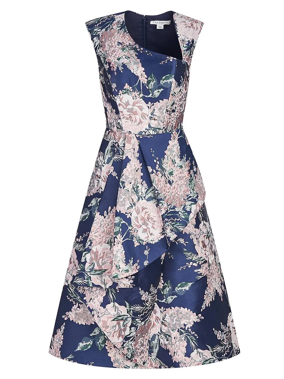 Chic Marble Floral Cocktail Dress by Kay Unger | Image