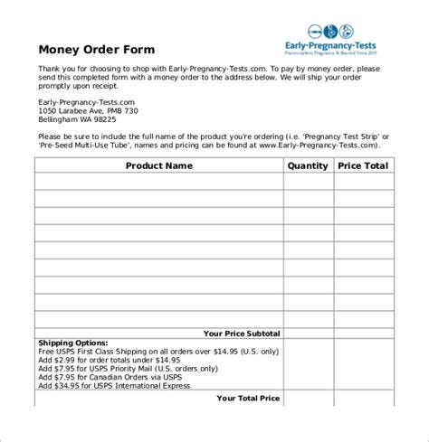 money order forms    formats