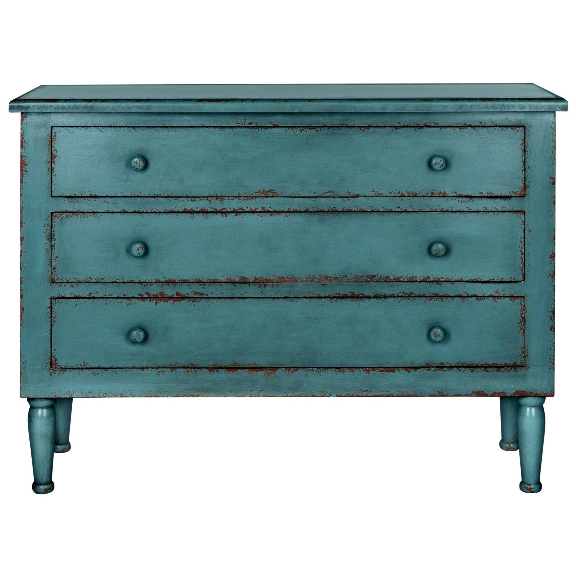 Distressed Blue Nautical Storage Chest with 3 Drawers | Image