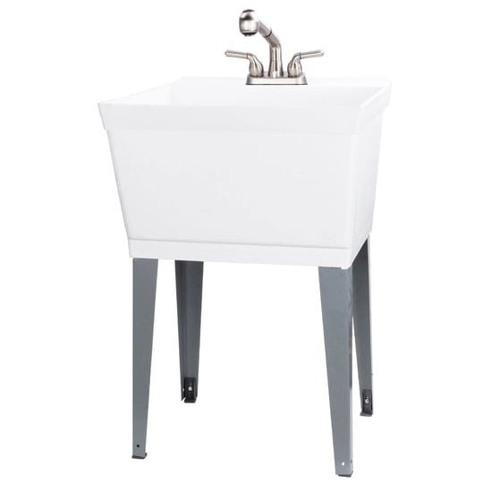 tehila-19-gallon-utility-sink-laundry-tub-with-stainless-finish-pull-out-faucet-white-1