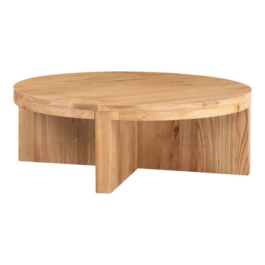 Wytheville Natural Birch Lane Vivenne Solid Wood Drum Coffee Table with Knot Details | Image