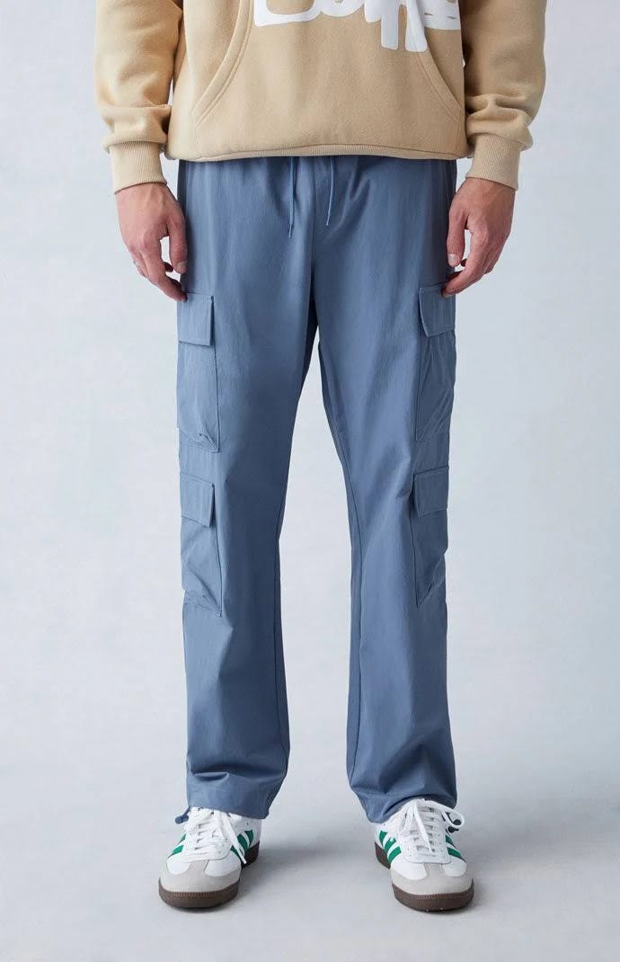 Pacsun Men's Blue Performance Stretch Straight Cargo Pants - Size Medium | Image