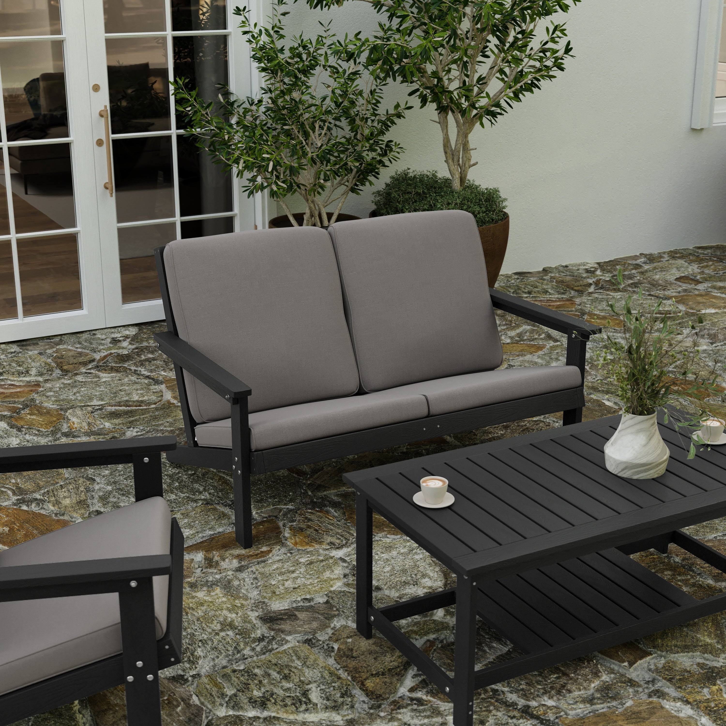 Merrick Lane Outdoor Loveseat for All-Weather Patio Use | Image