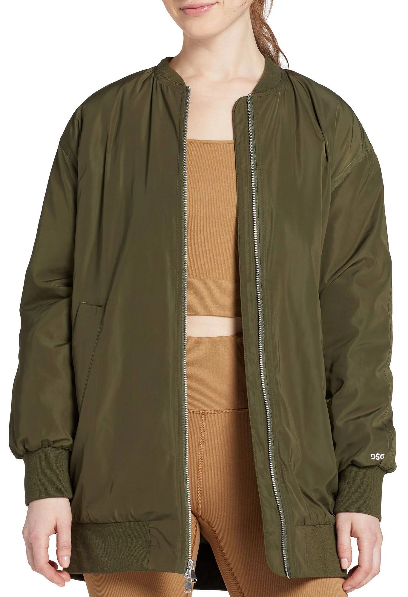 Women's Water-Resistant Olive Bomber Jacket | Image