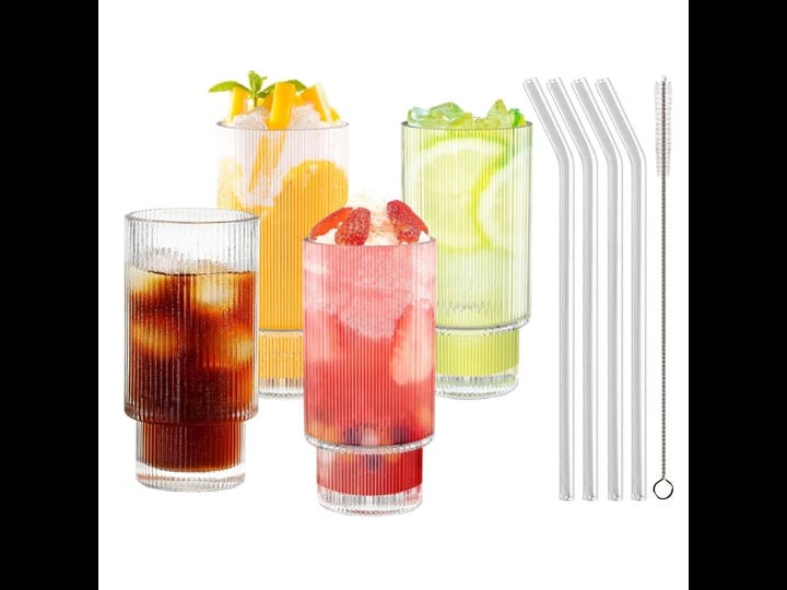 haiyeatbnb-ribbed-glassware-set-of-4-16-oz-glass-drinking-glasses-trendy-fluted-glass-cups-with-stra-1