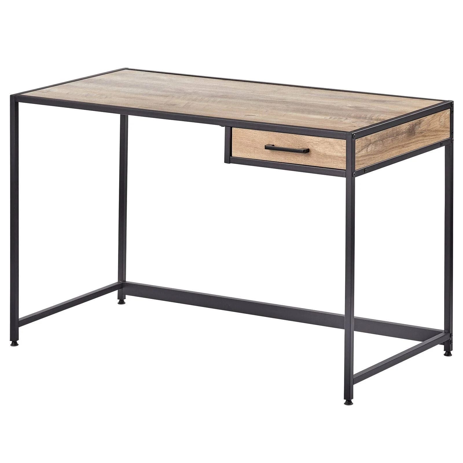 Stylish Metal & Wood Home Office Desk with Righthand Drawer | Image