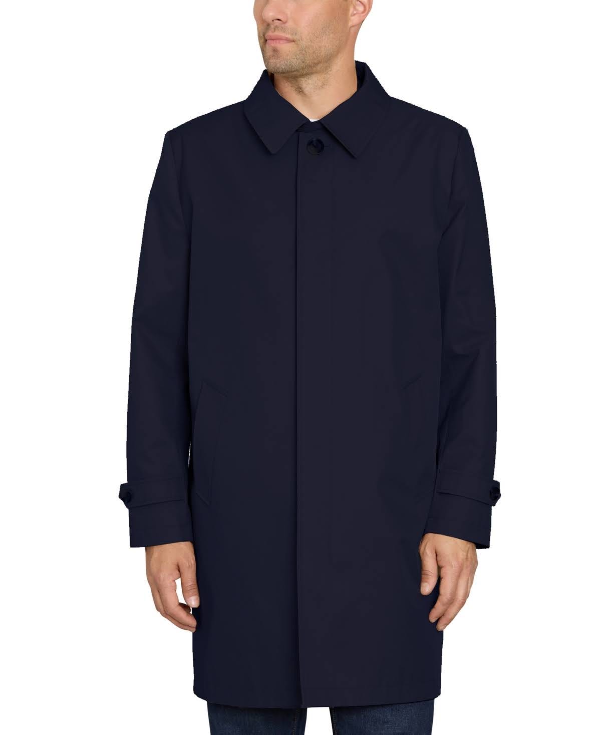 Water-Resistant Long Duster Coat for Men - Navy | Image