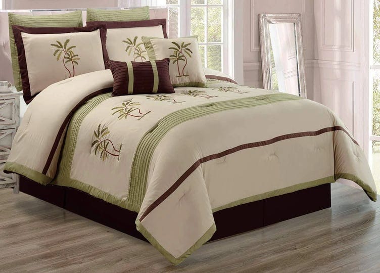 8-piece-oversize-sage-green-beige-brown-tropical-palm-tree-embroidered-luxury-comforter-set-full-siz-1