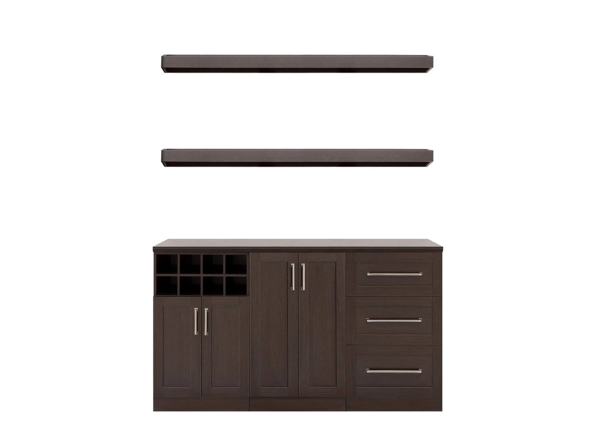 NewAge Home Bar Espresso 6-Piece Cabinet Set - Effortless Entertaining and Intelligent Storage | Image