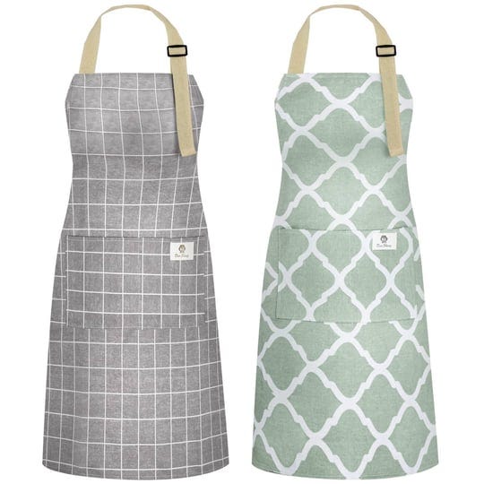 nlus-2-pieces-cotton-linen-waterproof-cooking-aprons-kitchen-apron-with-adjustable-neck-strap-and-lo-1